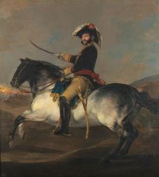 戈雅作品: 马背上拿刀的士兵油画欣赏