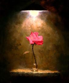 阿列克谢安东诺夫油画作品: 超写实玫瑰花油画  骄傲的玫瑰油画