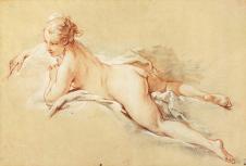布歇素描作品:趴在床上的裸体女孩素描