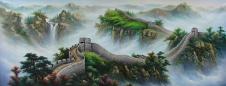 中式山水风景油画素材下载: 长城刀画, 万里长城油画欣