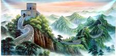 中式山水风景油画素材下载: 长城刀画, 万里长城油画欣赏 G