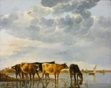 阿尔伯特·库普作品: 放牛油画欣赏
