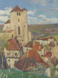 亨利马丁油画:The Village of Saint Cirq Lapopie 村庄房屋油画