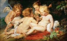 鲁本斯油画作品: 幼儿基督与约翰及二天使油画欣赏