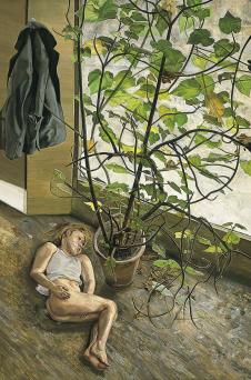画家弗洛伊德作品 睡在地上的小女孩