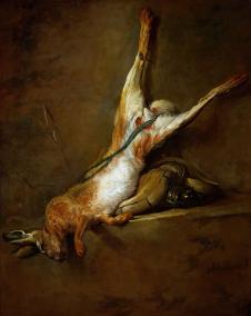 夏尔丹油画静物:猎物野兔油画欣赏