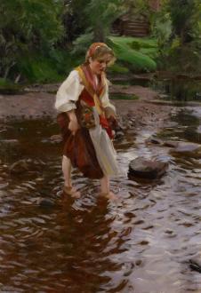 佐恩作品: 蹚水过河的女人