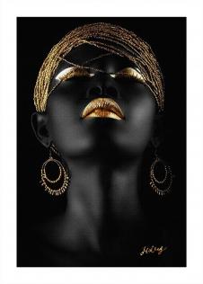 带金首饰的女黑人装饰画: 黑人与金色 A