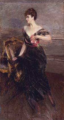 乔瓦尼·波尔蒂尼作品: 穿黑衣连衣裙的女士