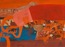 欧美抽象油画: HEIMRAD PREM-Ohne Titel (Komposition mit Figuren) 1966