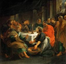 鲁本斯油画作品: 基督为使徒洗脚油画欣赏 基督油画