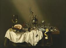彼得·克莱兹静物油画: 酒杯和餐具  高清大图欣赏