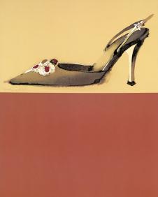 现代两联鞋子装饰画: 高跟鞋水彩画 B