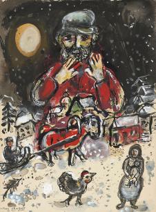 夏加尔油画作品: 冬天里的老人  高清图片素材下载