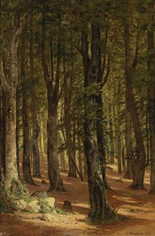 希施金高清风景油画作品  傍晚的森林  大图下载
