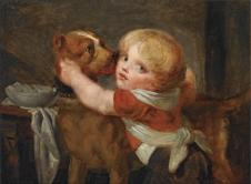 格勒兹作品:有狗的小男孩 A YOUNG BOY WITH A DOG