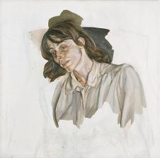 英国画家卢西安弗洛伊德作品 穿衬衣的女人头像