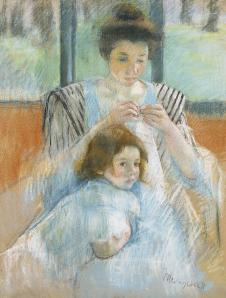 卡萨特作品: 编织的母亲和女儿