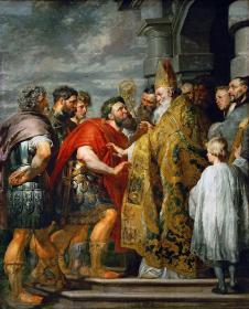 鲁本斯油画作品: 圣安布罗斯和皇帝油画欣赏