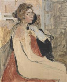 维亚尔作品: 坐在沙发上的女人肖像油画欣赏