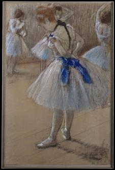 德加素描作品: 芭蕾舞女色粉画