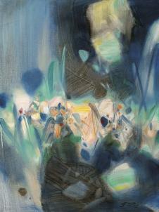 朱德群抽象油画作品: 〈黎明的色调〉 高清大图欣赏