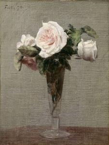 方丹·拉图尔作品: 玻璃瓶里的玫瑰