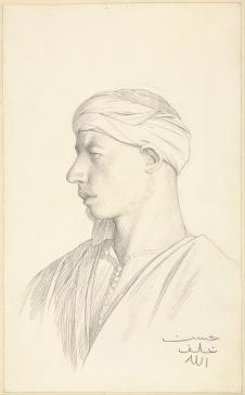 杰罗姆素描作品高清大图欣赏: 男子肖像素描