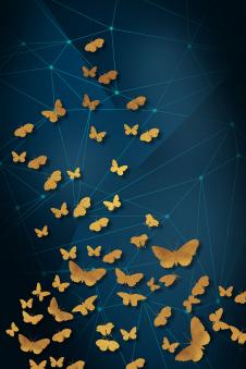 三联晶瓷画素材: 成群的蝴蝶金箔画