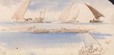 爱德华·李尔风景水彩速写系列: Boats 帆船水彩画
