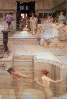阿尔玛·达德玛作品:A Favourite Custom 沐浴的裸女油画欣赏