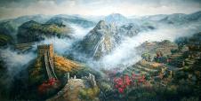 中式山水风景油画素材下载: 长城刀画, 万里长城油画欣赏 D