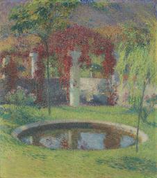 亨利马丁油画:有水池的花园