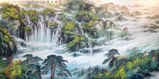 中式客厅装饰画素材下载: 横幅大气中国山水画高清大图 H
