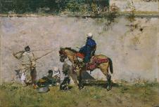 马里亚诺·福图尼作品:骑马水彩画欣赏
