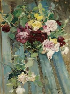 乔瓦尼·波尔蒂尼作品:长椅上的玫瑰花