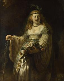 伦勃朗作品: 穿阿尔卡笛来服裝的莎斯姬亚 Saskia van Uylenburgh in Arcadian Costume