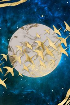 三联现代晶瓷画素材: 成群的飞鸟装饰画欣赏 B