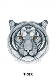 电脑装饰画设计:之圆圈组成的动物画: 虎头装饰画