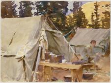 萨金特水彩画作品: Camp at Lake O'Hara 营地水彩画欣赏