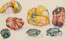 西涅克果蔬水彩画作品: 彩椒和西红柿