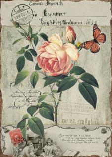 欧式三联邮票与花卉画: 玫瑰花装饰画下载 C
