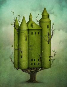 超现实梦幻画: 城堡装饰画