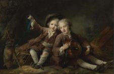 格勒兹油画作品: 两个小男孩
