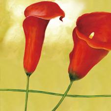 三联组合油画: 红色玫瑰花 A