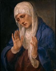 提香作品: 张开双手的悲伤圣母 - la vierge de douleu