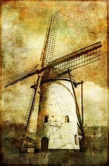 电脑装饰画设计素材下载: 荷兰大风车装饰画