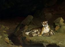 杰罗姆作品:Tigress and Her Cubs 老虎和它的虎崽子
