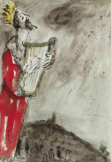 夏加尔油画作品: 穿红色衣服的人 高清图片素材下载