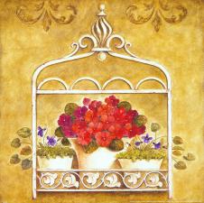 欧式窗台装饰画素材: 绣球花和花盆 A